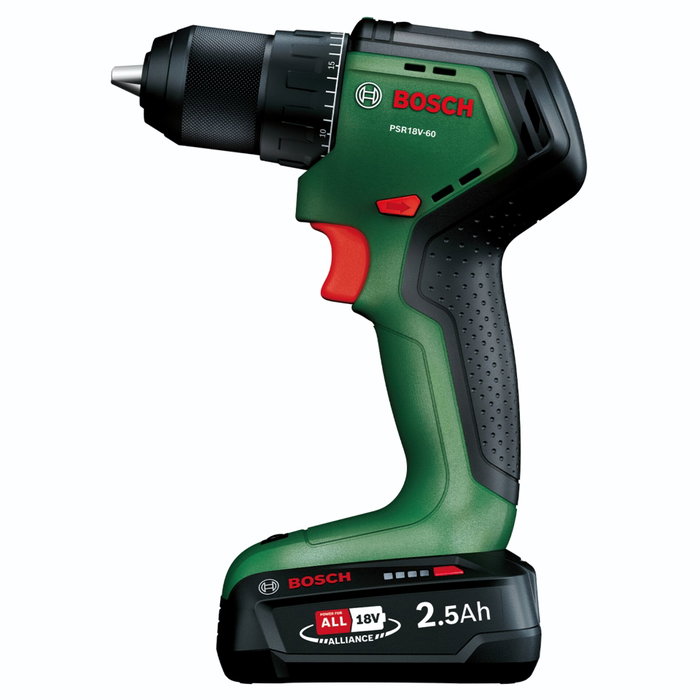 Bosch PSR18V-60 Taladro atornillador inalámbrico con 1 batería de 2,5 Ah y cargador