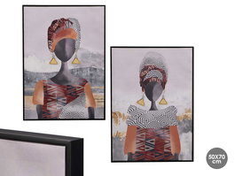 Giftdecor Cuadros Mujer Pendientes Surtidos 50 x 70 cm con Marco Negro (Set de 4)