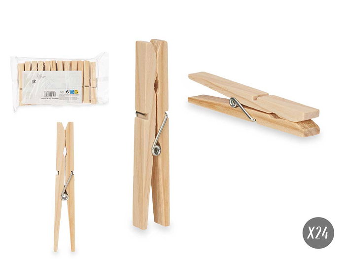 Arte Regal Set 24 Pinzas Madera Medianas 13x24x3cm Medida Pinza 9x1.2x1.5cm (Set de 24) Arte Regal Set 24 Pinzas Madera Medianas 13x24x3cm Medida Pinza 9x1.2x1.5cm (Set de 24)