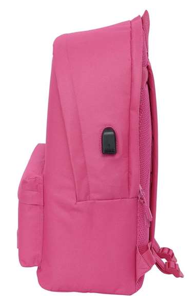Safta Mochila Doble para Portátil 15,6"+USB Munich Básicos Fucsia 31x44x18 cm