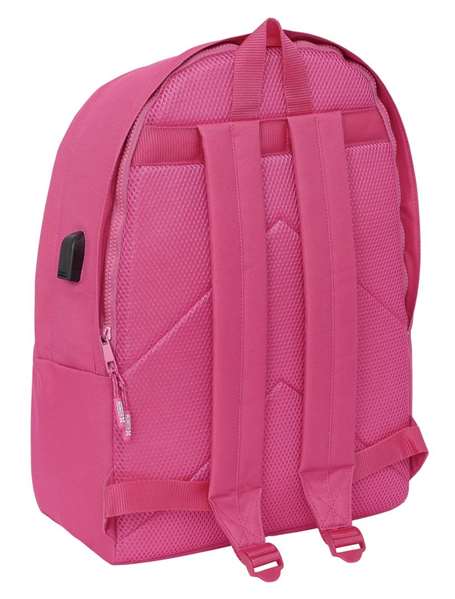 Safta Mochila Doble para Portátil 15,6"+USB Munich Básicos Fucsia 31x44x18 cm