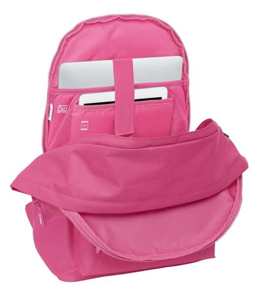 Safta Mochila Doble para Portátil 15,6"+USB Munich Básicos Fucsia 31x44x18 cm