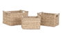 DKD Home Decor Set de 3 Cestas de Jacinto de Agua y Madera