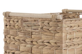 DKD Home Decor Set de 3 Cestas de Jacinto de Agua y Madera