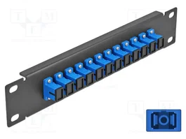 DeLOCK Patchpanel de Fibra Óptica 12 Puertos SC Simplex 10 pulg. Negro/Azul