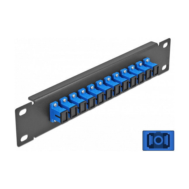 DeLOCK Patchpanel de fibra óptica 12 puertos SC Simplex 10 pulg 1U negro/azul DeLOCK Patchpanel de fibra óptica 12 puertos SC Simplex 10 pulg 1U negro/azul