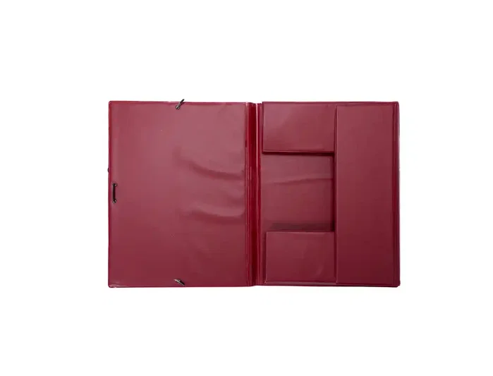 Grafoplás Carpeta con Gomas y 3 Solapas Forradas en PVC Granate