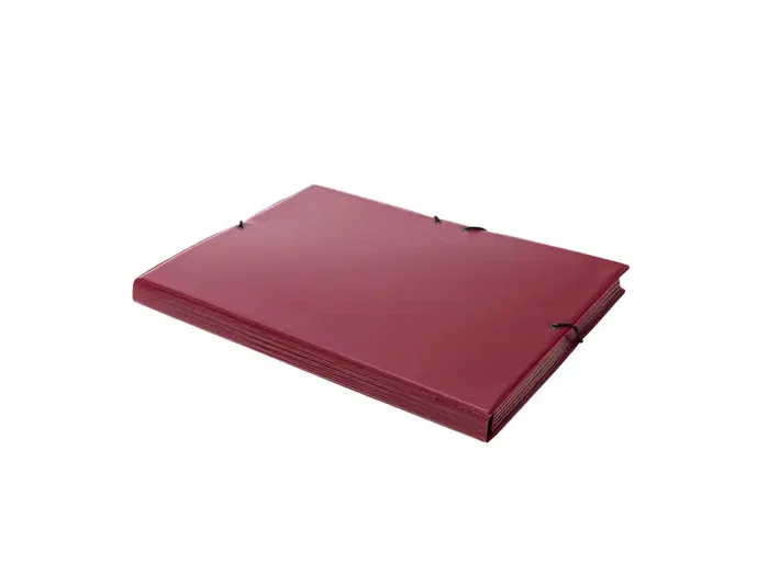 Grafoplás Carpeta con Gomas y 3 Solapas Forradas en PVC Granate