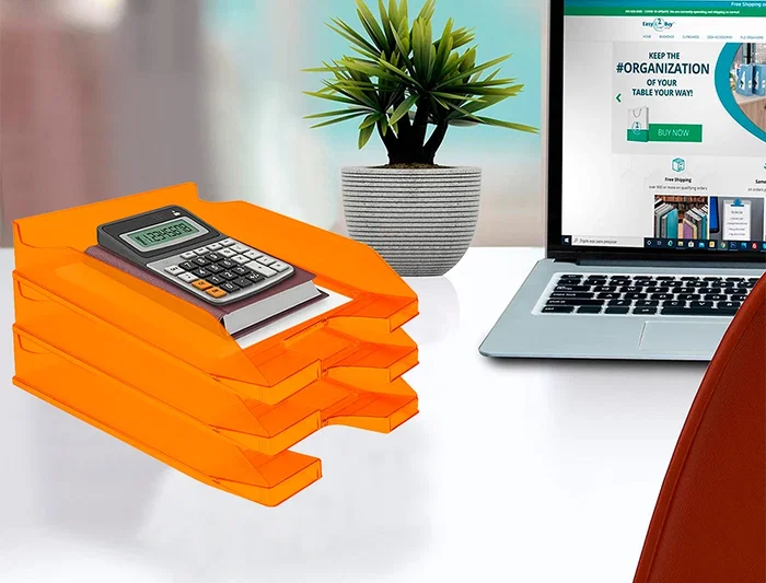 Q-connect Bandeja sobremesa plástico naranja transparente 240x70x340 mm