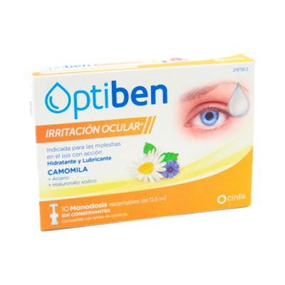 OPTIBEN Irritacion Ocular+ 10 Monodosis 0,5 Ml