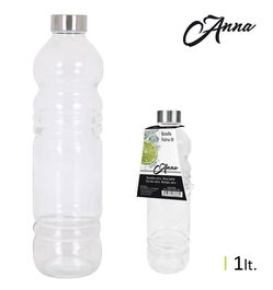 Anna Botella de Vidrio 1L con Tapa Metálica, 8x31cm (12 Unidades)