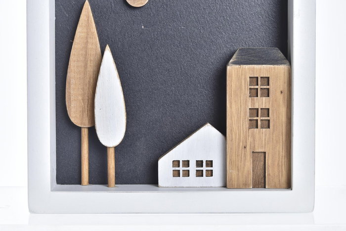 DKD Home Decor Casitas Decoracion Urban Blanco Marron 3.5 x 15 x 15 cm (4 Unidades)