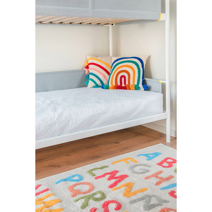 DKD Home Decor Colcha de Poliéster con Bordado Floral Blanco, 270x270x1 cm