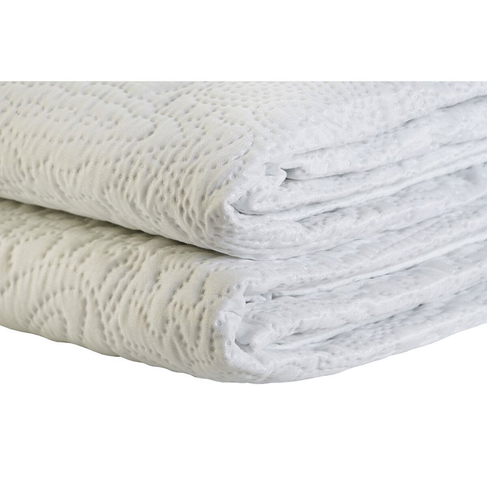 DKD Home Decor Colcha de Poliéster con Bordado Floral Blanco, 270x270x1 cm