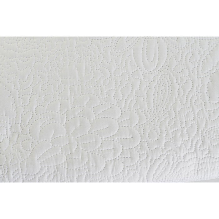 DKD Home Decor Colcha de Poliéster con Bordado Floral Blanco, 270x270x1 cm