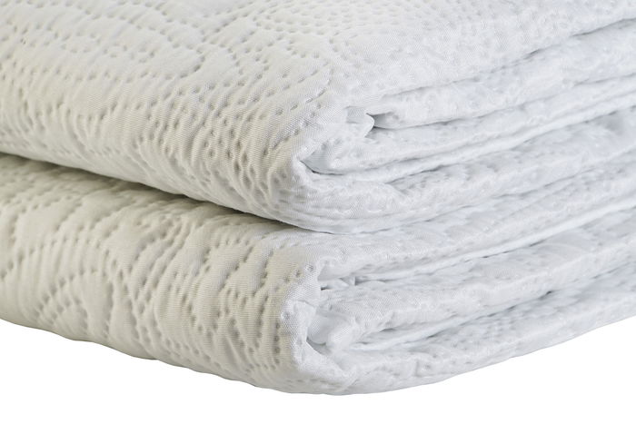 DKD Home Decor Colcha Romantico Blanco Poliester Floral 270 x 270 cm