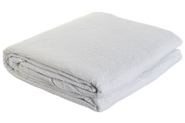 DKD Home Decor Colcha de Poliéster con Bordado Floral Blanco, 270x270x1 cm