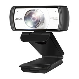 LogiLink Webcam 1080p FHD con doble micrófono y enfoque manual de 120°