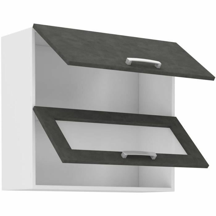 Aucune Armario alto LASSEN con 2 puertas basculantes, Gris mate Aucune Armario alto LASSEN con 2 puertas basculantes, Gris mate