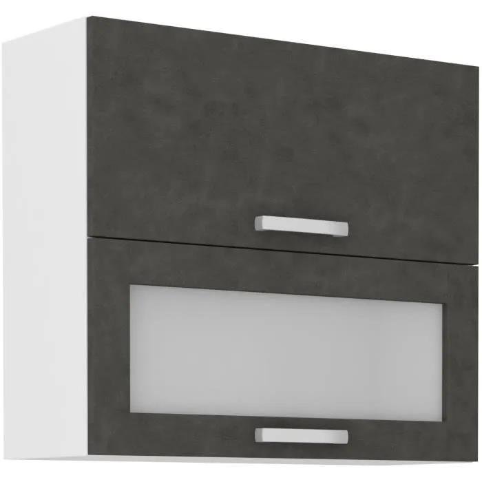 LASSEN Armario alto con 2 puertas basculantes (1 cristal) gris mate - A 80 x P 31,6 x A 72 cm LASSEN Armario alto con 2 puertas basculantes (1 cristal) gris mate - A 80 x P 31,6 x A 72 cm