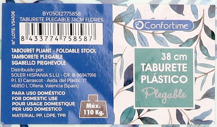 Confortime Taburete Plegable 38 cm Flores (6 Unidades)