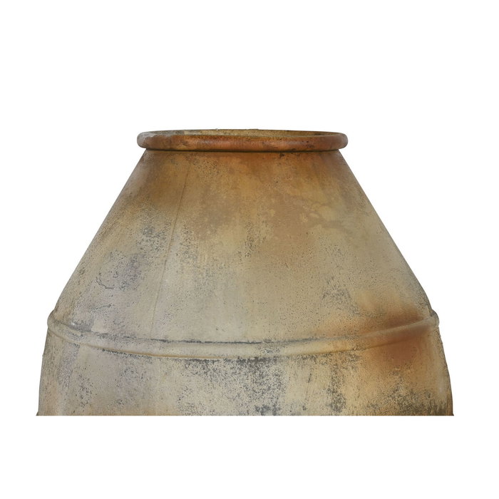 DKD Home Decor Ánfora de Metal Envejecido Beige con Pie