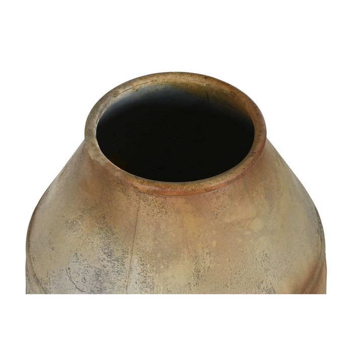 DKD Home Decor Ánfora de Metal Envejecido Beige con Pie