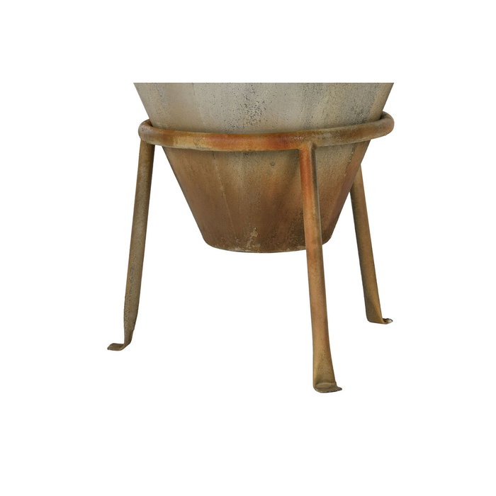 DKD Home Decor Ánfora de Metal Envejecido Beige con Pie