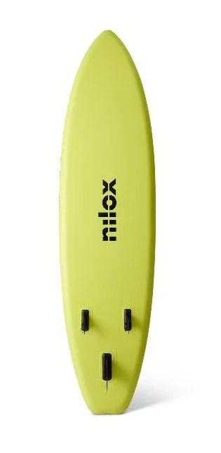 Nilox NXWTRSUP Tabla de Surf de Pala SUP Inflable 3350 mm, Capacidad 150 kg, Verde y Amarillo, Interruptor Basculante, Material PVC