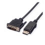VALUE Cable DisplayPort a DVI-D 2 m Macho a Macho DP-DVILSOH2M - Dual Link, 1.1, Negro, WQXGA 2560x1600