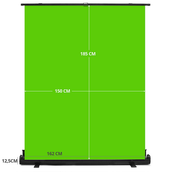 Phoenix - Panel Chroma Plegable para Streaming, Fondo Verde 185x150 cm con Mecanismo Neumático, Portátil y Antiarrugas, Ideal para Creadores de Contenido y Videollamadas