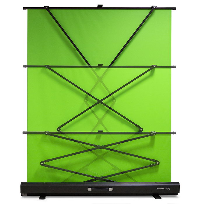 Phoenix - Panel Chroma Plegable para Streaming, Fondo Verde 185x150 cm con Mecanismo Neumático, Portátil y Antiarrugas, Ideal para Creadores de Contenido y Videollamadas