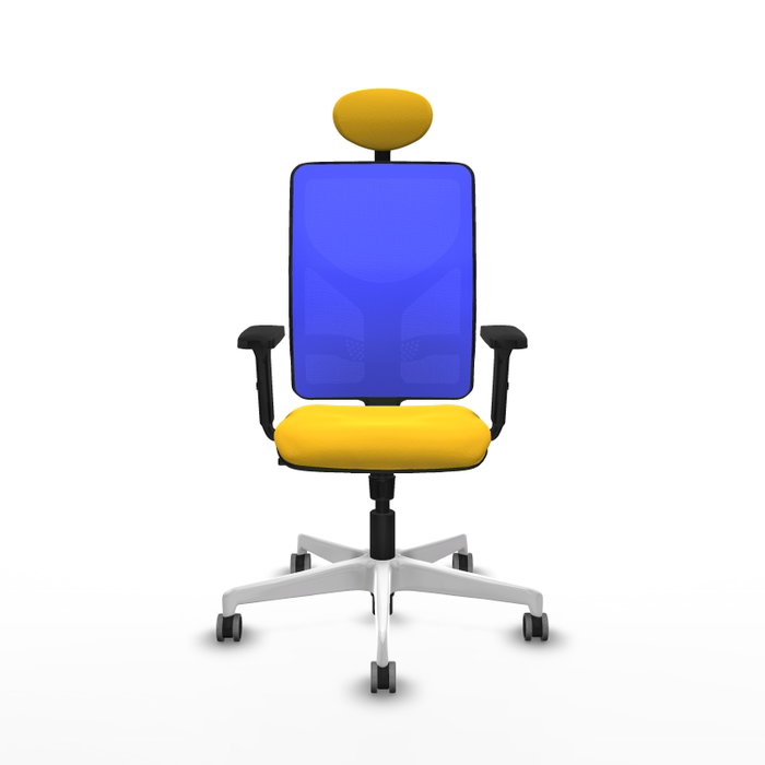 PIQUERAS Y CRESPO Silla de oficina Motilla con mecanismo Sincro, Amarillo y Azul