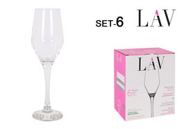 ELLA Set de 6 Copas Champán Flauta, Vidrio, 23 cm de Altura, 230 ml - (Ell533F) (4 Cajas)