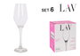 ELLA Set de 6 Copas Champán Flauta, Vidrio, 23 cm de Altura, 230 ml - (Ell533F) (4 Cajas)