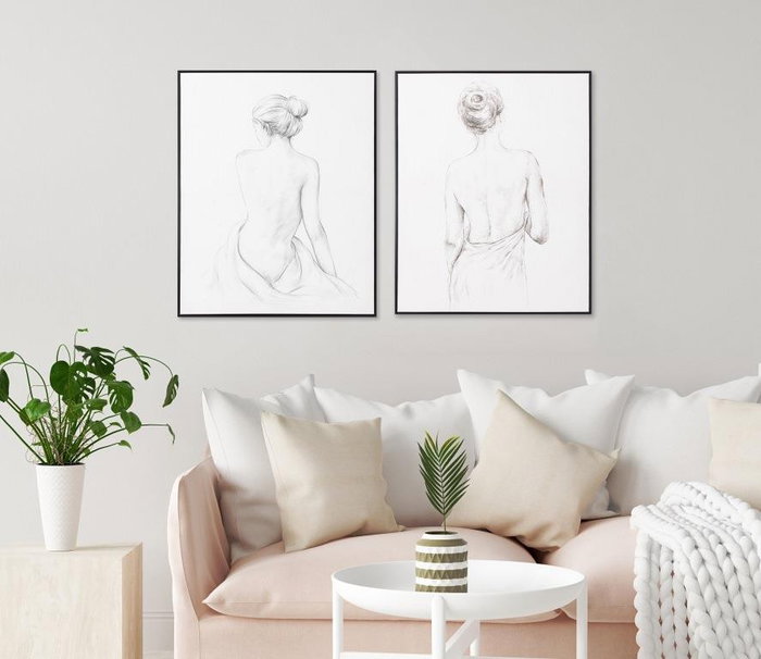 DKD Home Decor Cuadro Moderno Blanco Negro Lienzo Pino 82.5 x 4.5 x 102.5 cm (2 Unidades)