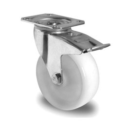 Rueda Industrial 100 PP Blanca Placa Giro Freno 20C0900