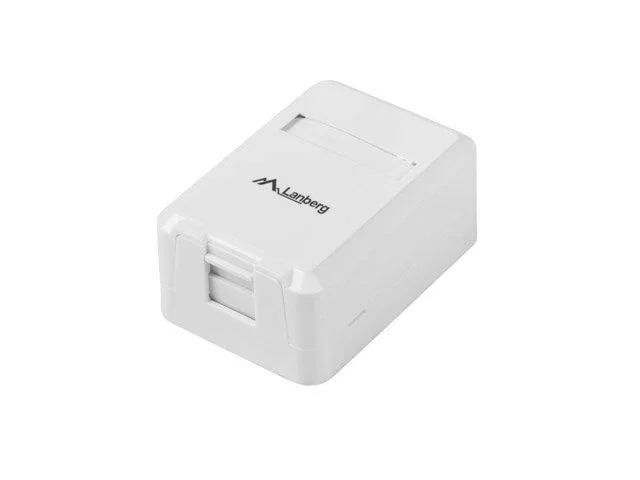 Lanberg OK1-0001-W Caja de Conexiones/Roseta de Pared Cat6, 1 Puerto Keystone para 10/100/1000Base-T(X), Enrutamiento 180°, Blanco