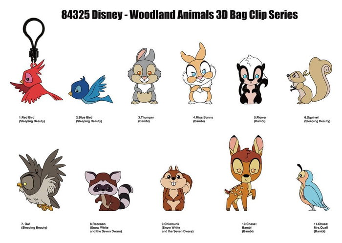 Monogram Int. Disney 3D Colgantes de PVC Personajes del Bosque Serie 76 Expositor (24)