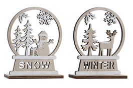 DKD Home Decor Figura Madera Winter Surtido de 2