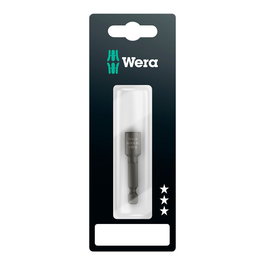 Wera Punta con Vaso Magnético M6 x 50 mm - Aprietatuercas Métrico para Tornillos Hexagonal Exterior, Accionamiento 1/4 Pulg, Compatible con Portapuntas DIN ISO 1173-F 6.3