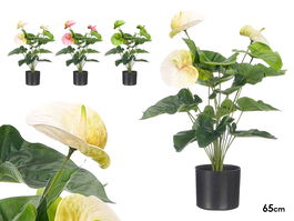 Ibergarden Maceta Flor Flamingo, Maceta de Plástico 65 cm de Alto, Surtido de Colores (Verde, Morado, Blanco), Dimensiones 50x50x65 cm (Set de 6)