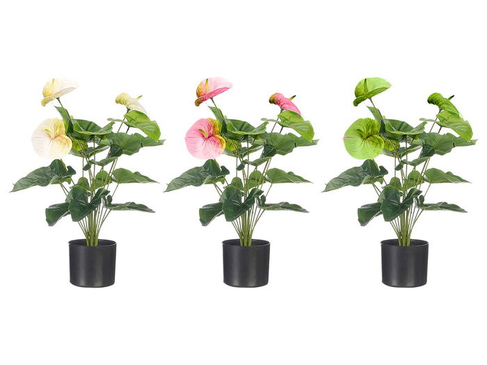 Ibergarden Maceta Flor Flamingo, Maceta de Plástico 65 cm de Alto, Surtido de Colores (Verde, Morado, Blanco), Dimensiones 50x50x65 cm (Set de 6)