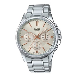 Casio MTP-1375D-7A2VDF con esfera beige y correa de acero