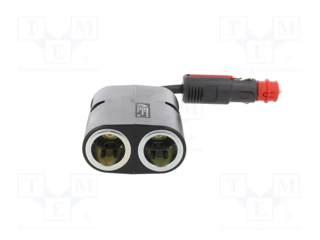 PRO CAR Divisor para mechero de coche con salida doble, 16A, negro PRO CAR Divisor para mechero de coche con salida doble, 16A, negro