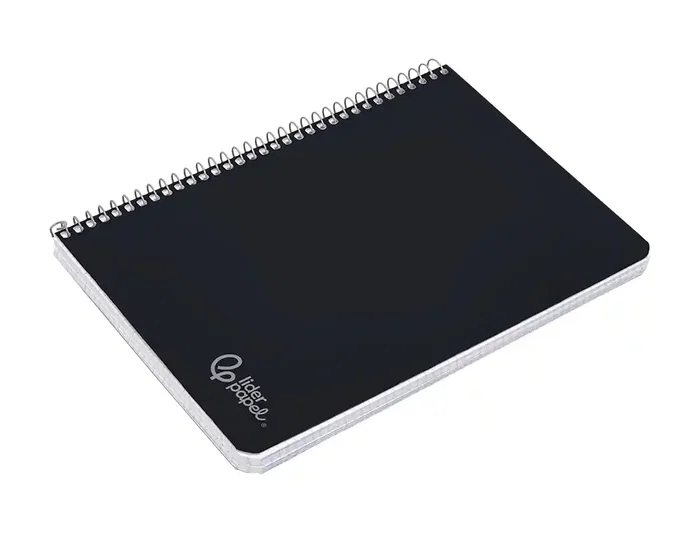 Liderpapel Cuaderno espiral A5, tapa dura, 80 hojas, 90gr, cuadro 4mm con margen, color negro