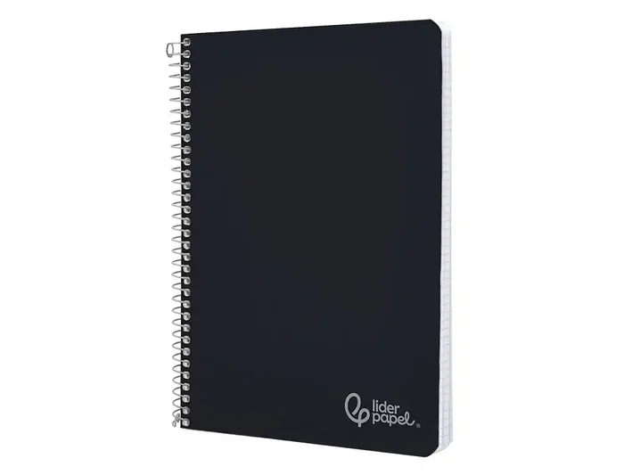 Liderpapel Cuaderno espiral A5, tapa dura, 80 hojas, 90gr, cuadro 4mm con margen, color negro