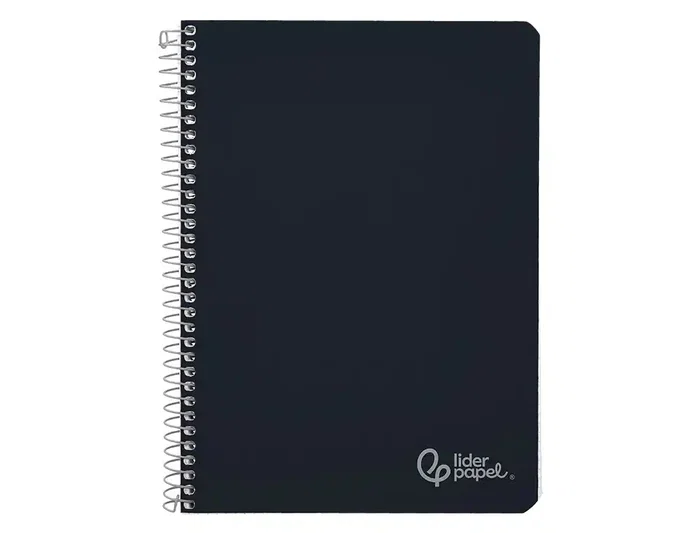 Liderpapel Cuaderno espiral A5, tapa dura, 80 hojas, 90gr, cuadro 4mm con margen, color negro