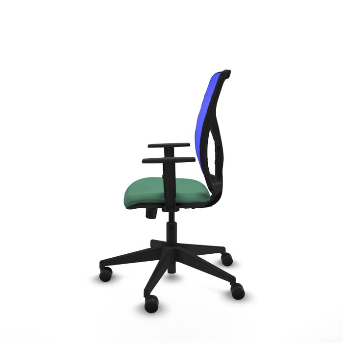 PIQUERAS Y CRESPO Silla de oficina Motilla con mecanismo Sincro, Tela Verde esmeralda y Malla Azul