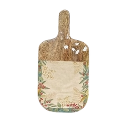 DKD Home Decor Tabla de Cortar de Mango con Diseño de Muérdago 30x20x1,5 cm beige y verde